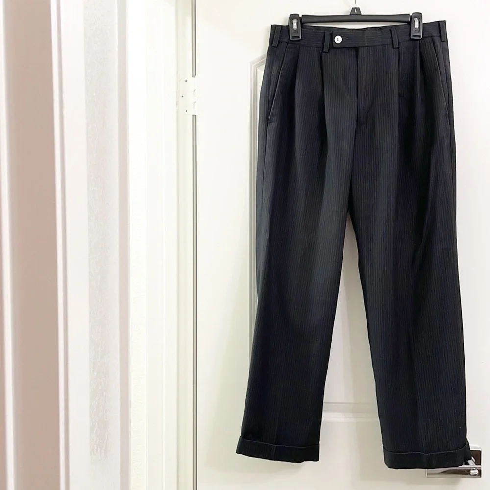 Black pinstripe pants